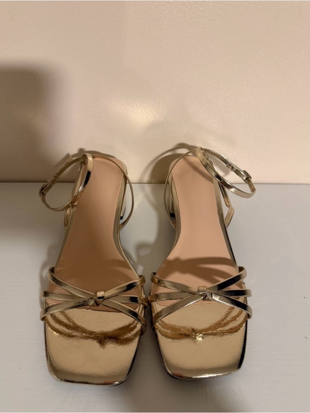 Gold Strappy Ankle‑Strap Sandals for Women